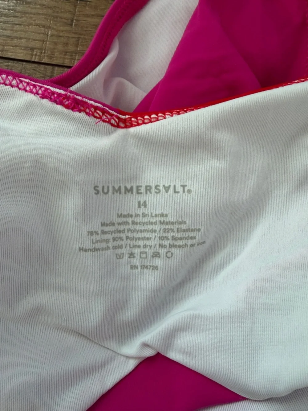 Summersalt The Marina Pink red White Colorblock One Piece Swimsuit Womens 14 - Picture 3 of 4